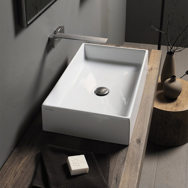 Scarabeo by Nameeks Teorema Ceramic Rectangular Vessel Bathroom Sink